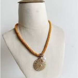 Gold Rope Necklace with Gold Shell Pendant - Mayamar